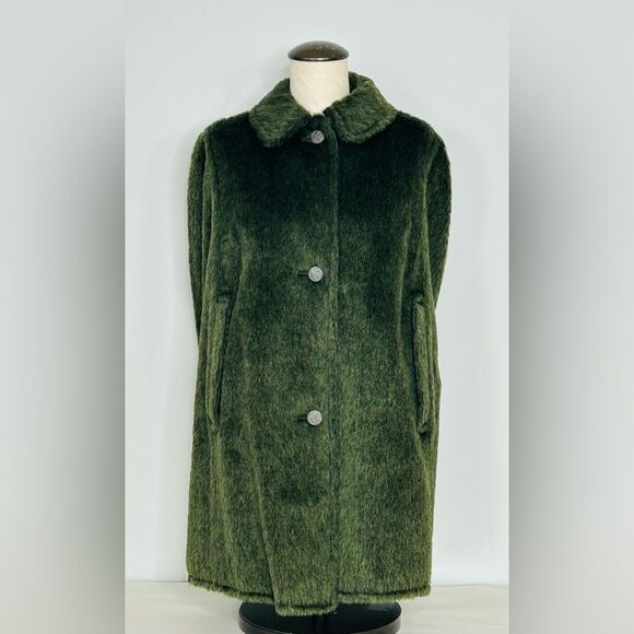 Mid-Century Europe Craft Wool Blend Faux Fur Cape with Arm Slits MEASUREMENTS - Picture 10 of 16